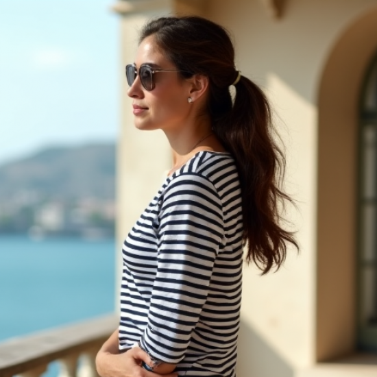 Nautical Stripe Boatneck Jersey Top