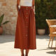 Button-Down Midi Cotton Sun Skirt
