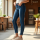 Casual Denim-Wash Knit Jeggings