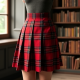 Women's Checkered Pleated Mini Skirt
