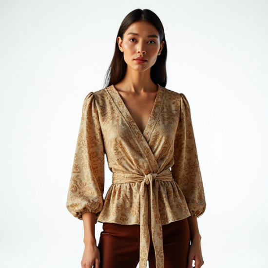 Women's Ornate Print Wrap Top