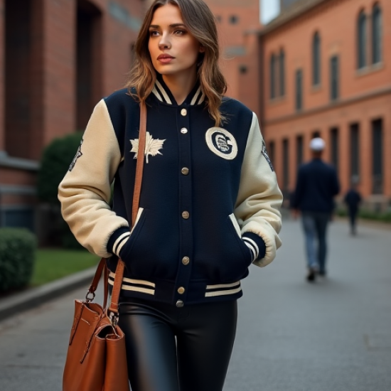 Women's Varsity-Inspired Bomber Jacket