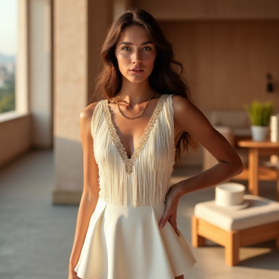 Women's Fringe Trim Peplum Top