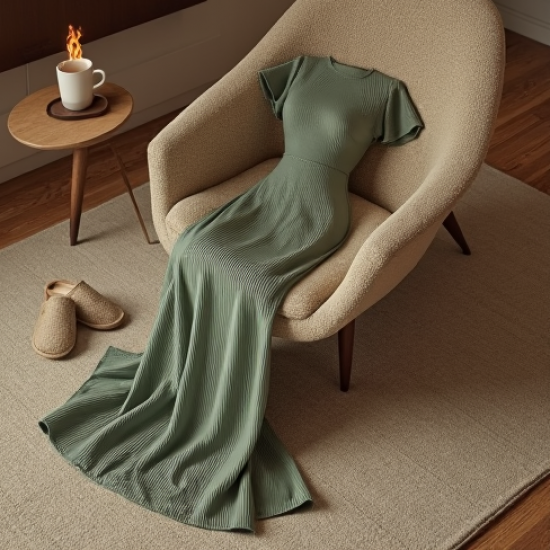 One-Shoulder Ribbed Night Dress