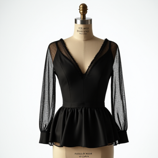 Polka Dot Mesh Overlay Peplum