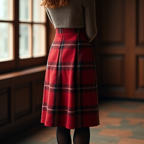 Plaid High-Waisted Casual Skort