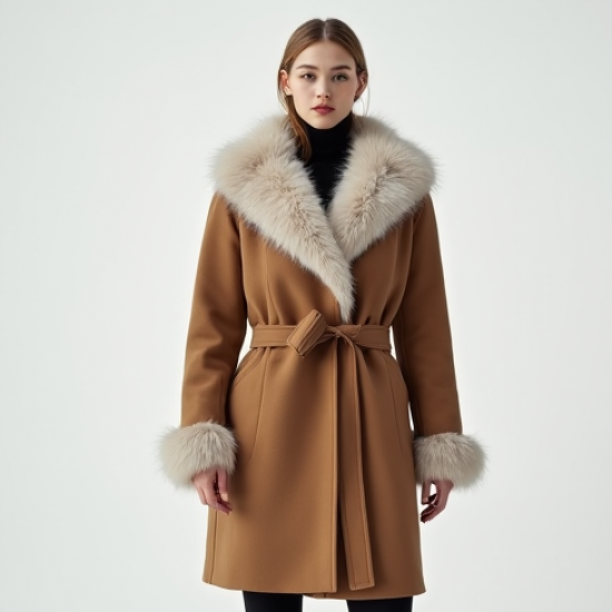 Women's Faux Fur Trim Coat
