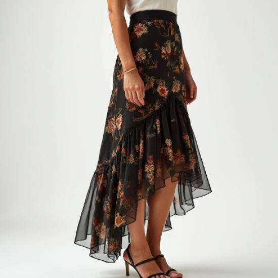Women's Asymmetric Ruffle Skirt