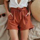 Casual Paperbag Waist Cotton Shorts