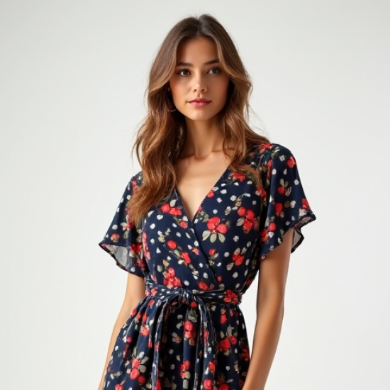 Women's Cherry Polka Wrap Dress